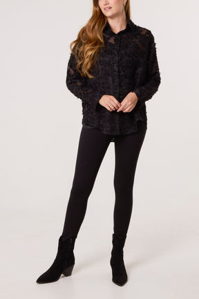 Knit Detail Mesh Shirt