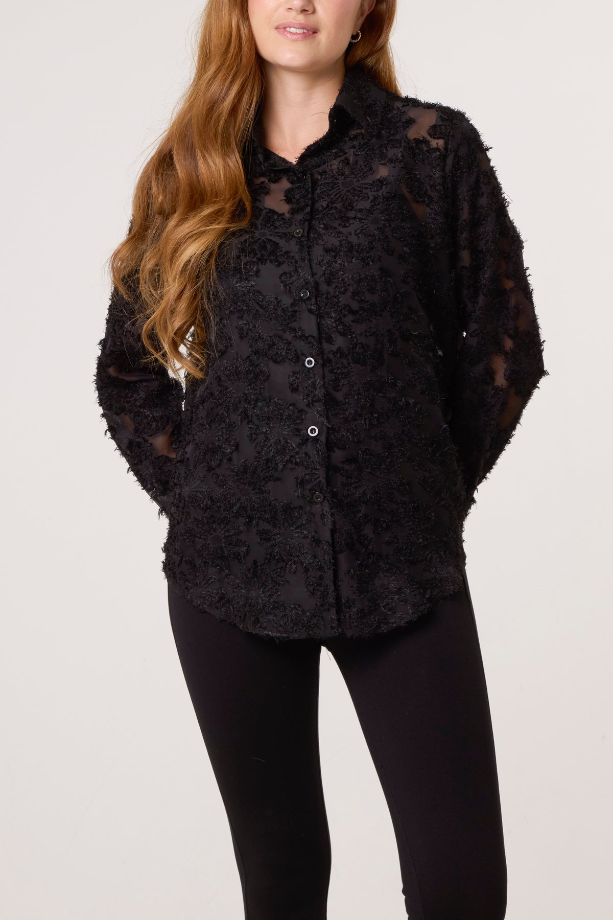 Knit Detail Mesh Shirt