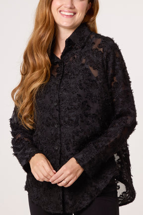Knit Detail Mesh Shirt