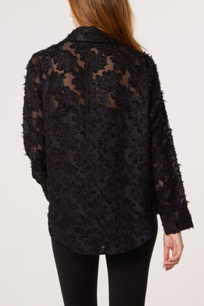 Knit Detail Mesh Shirt