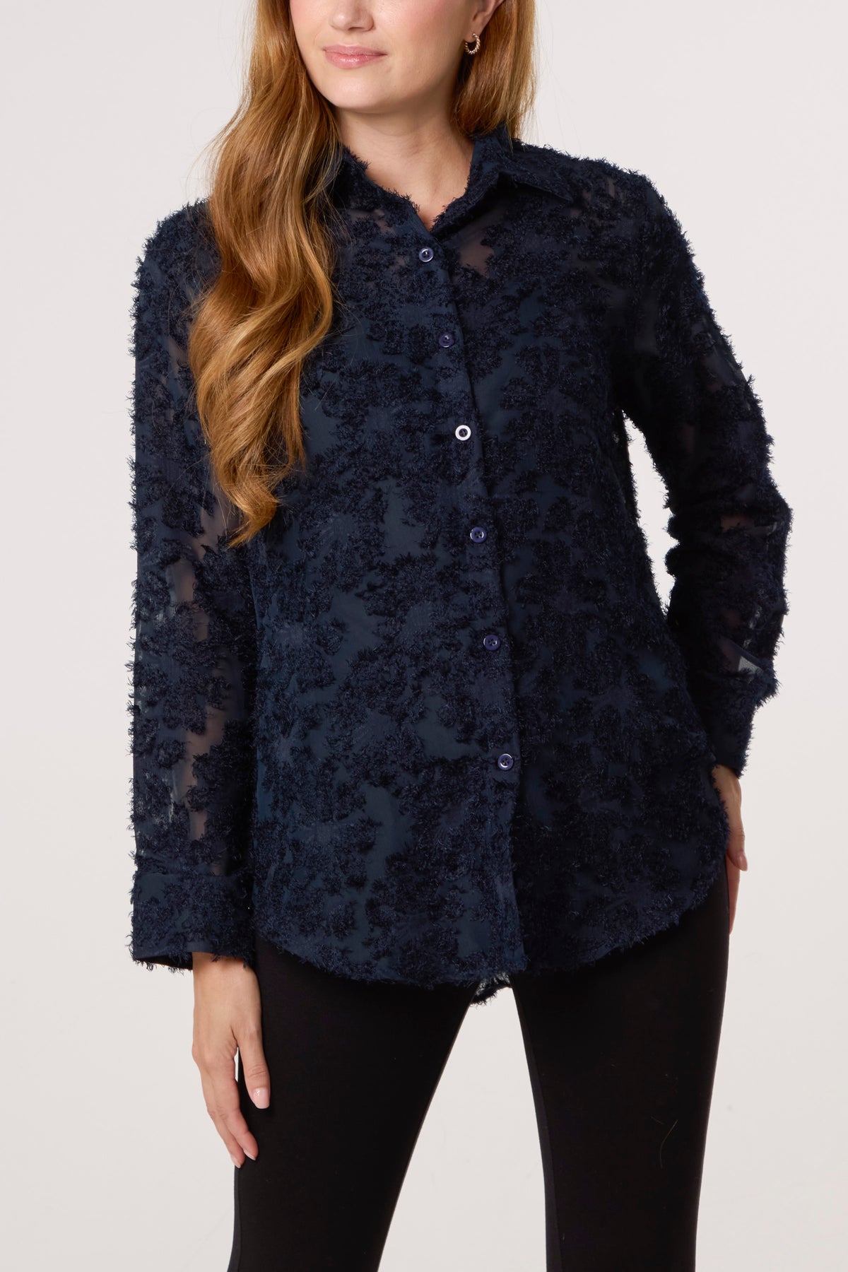 Knit Detail Mesh Shirt