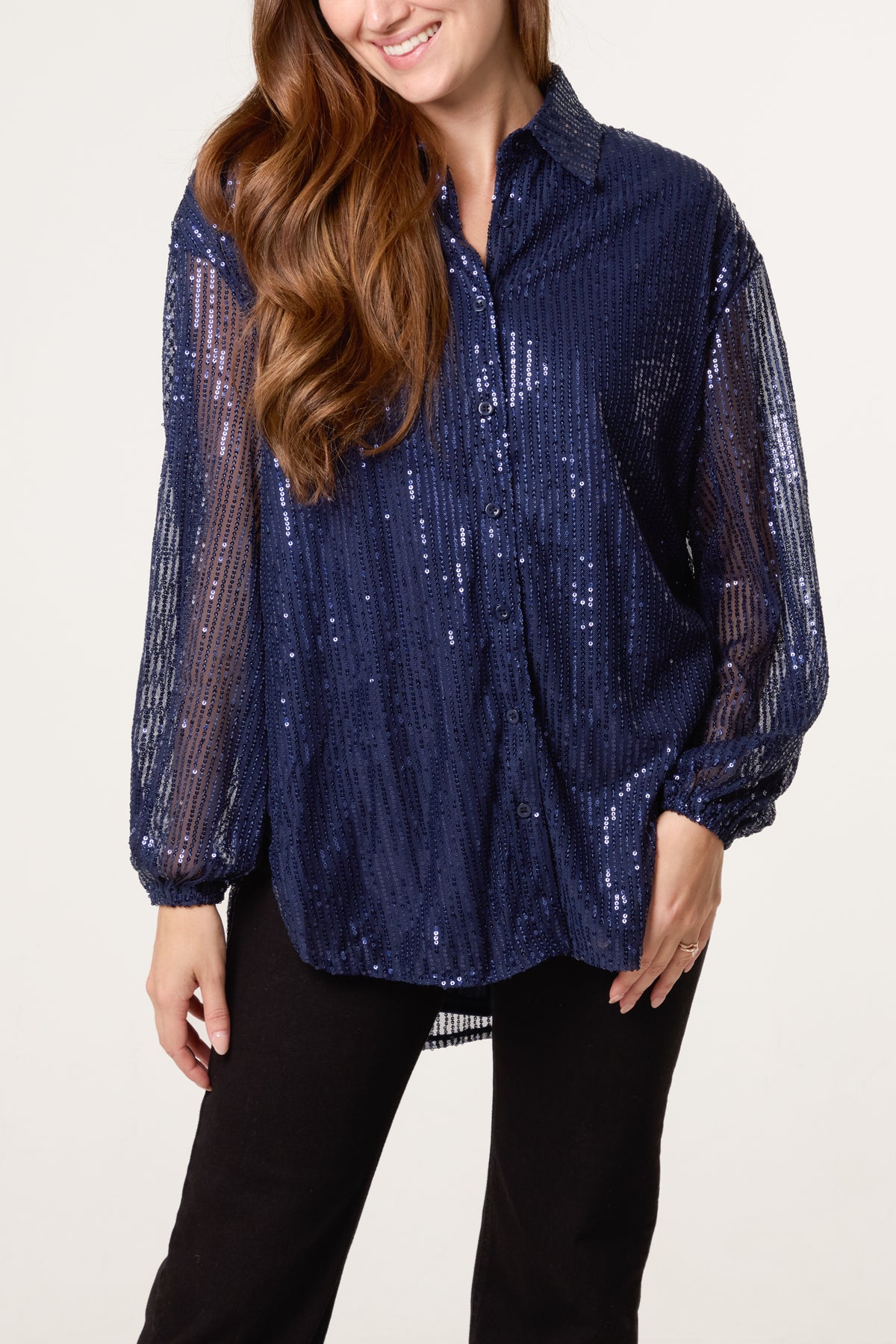 Sequin Button Up Shirt