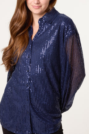 Sequin Button Up Shirt