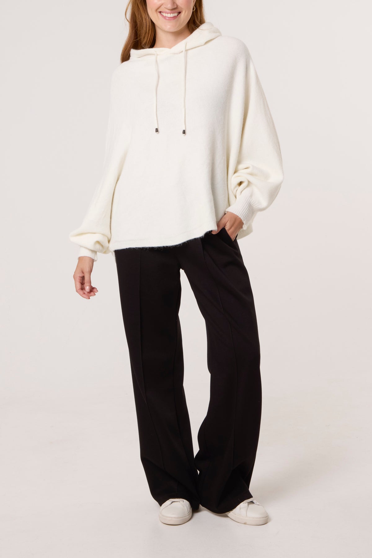 Puff Sleeve Boxy Knit Hoodie