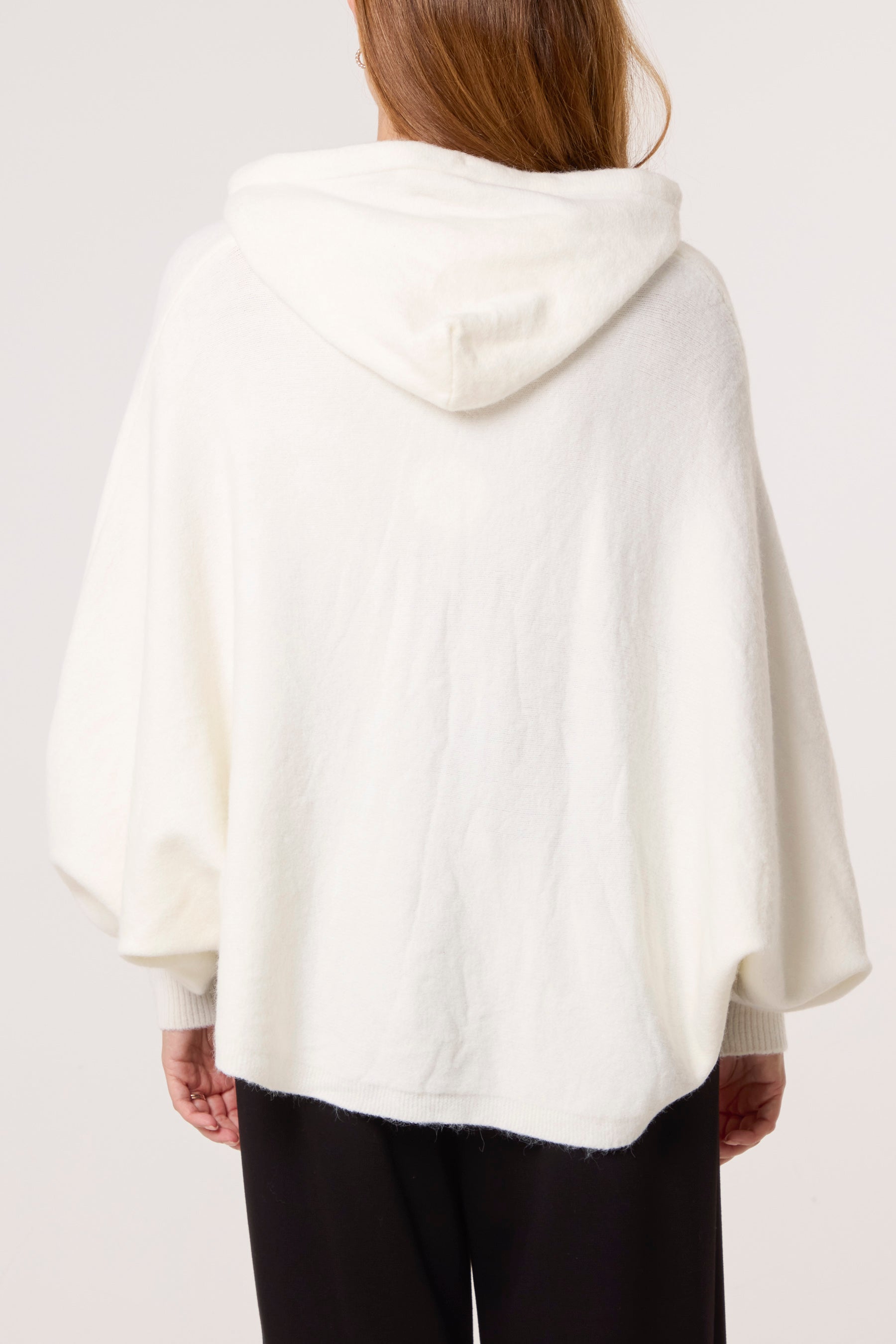 Puff Sleeve Boxy Knit Hoodie