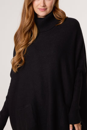 Side Buttons Roll Neck Knit Jumper