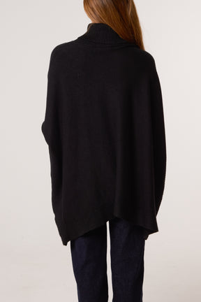Side Buttons Roll Neck Knit Jumper