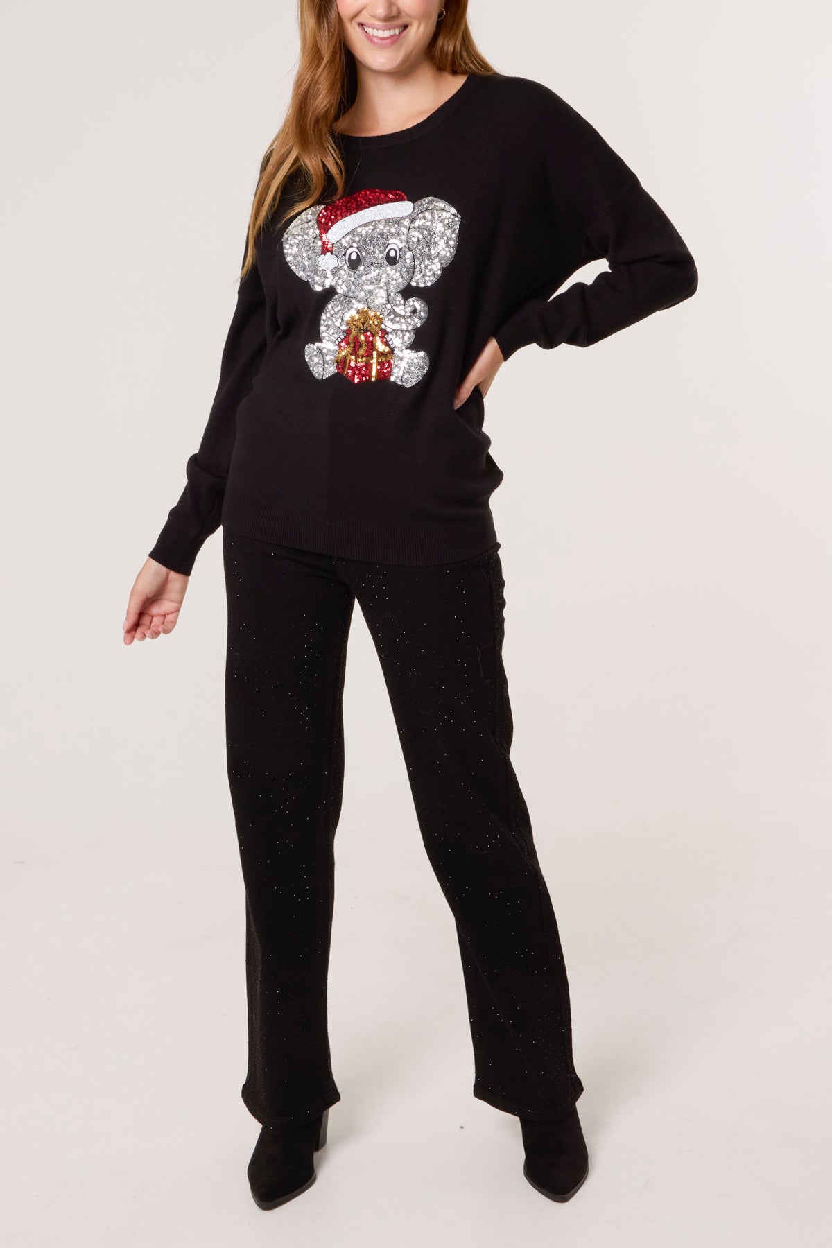 Sequin Festive Elephant Jumper