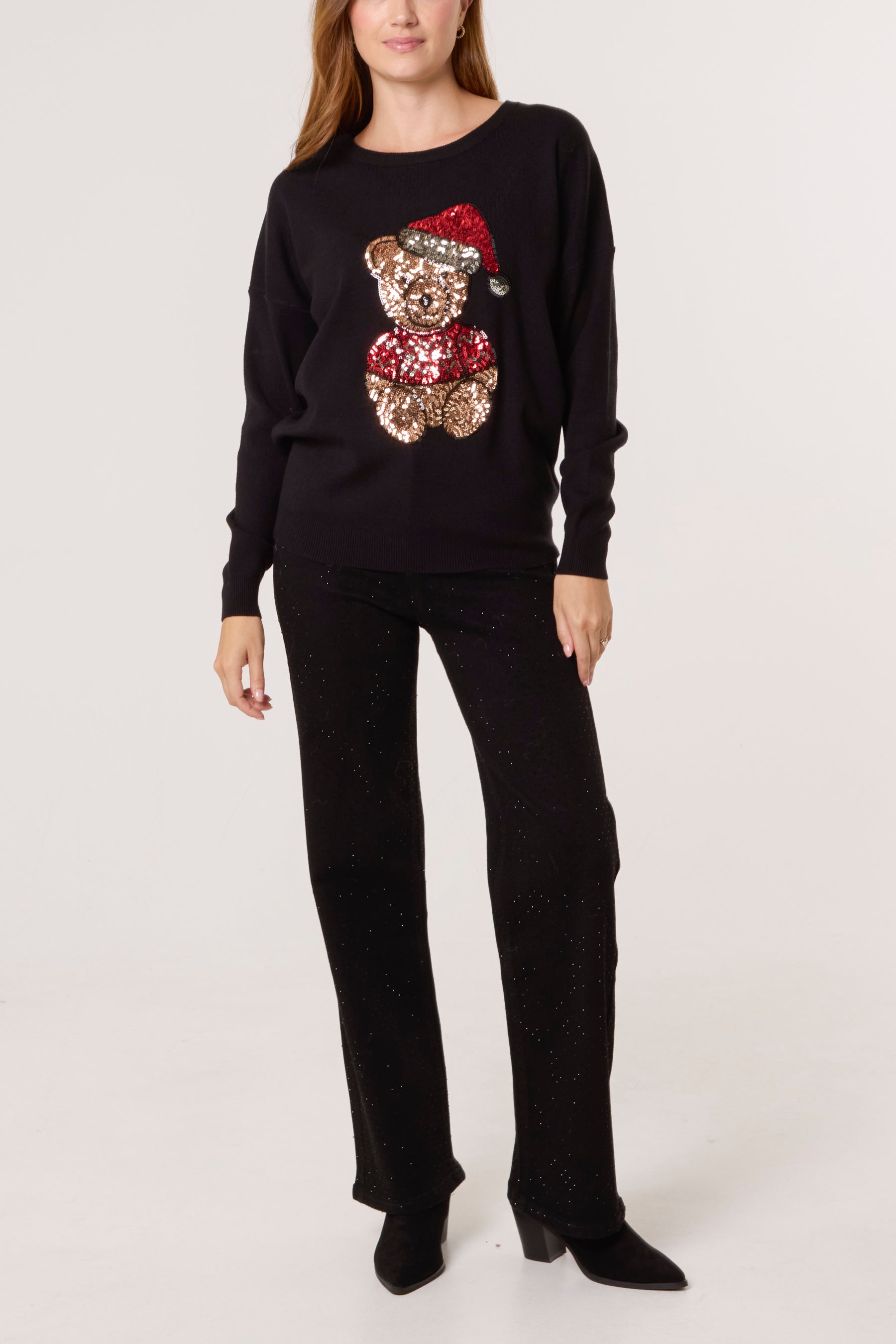 Sequin Teddy Bear Christmas Jumper
