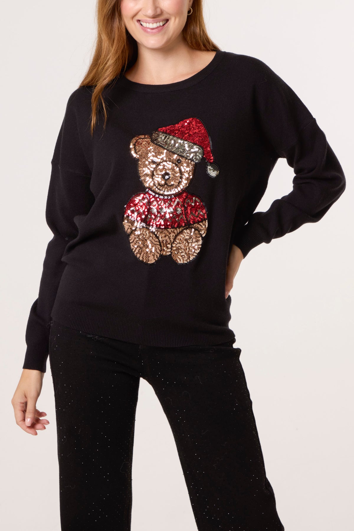 Sequin Teddy Bear Christmas Jumper