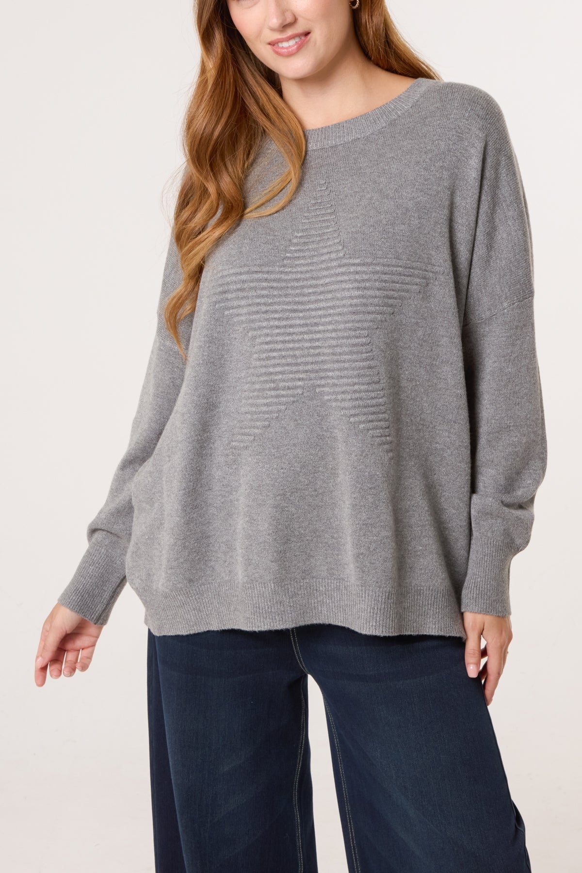 Ribbed Star Fine Knit Jumper