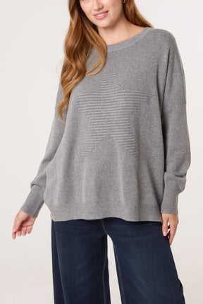 Ribbed Star Fine Knit Jumper