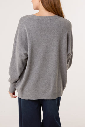 Ribbed Star Fine Knit Jumper