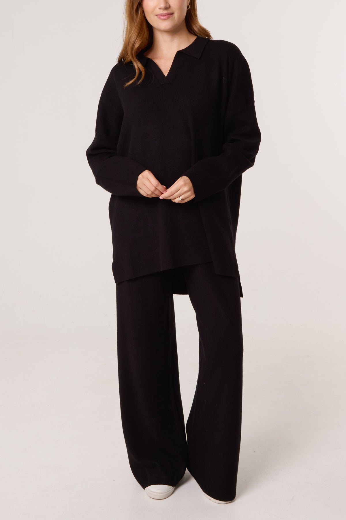 Open Collar Jumper & Trouser Knitted Set
