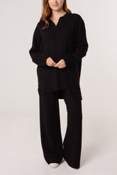Open Collar Jumper & Trouser Knitted Set