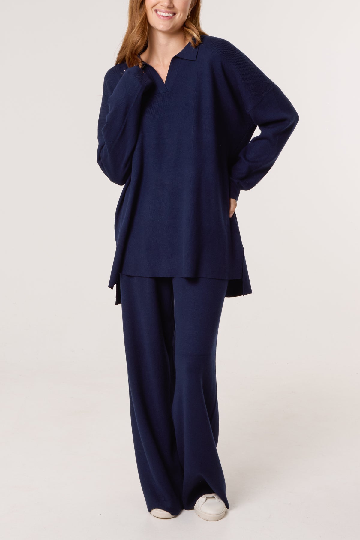Open Collar Jumper & Trouser Knitted Set