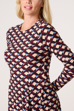 Geo Fit & Flare Mini Dress