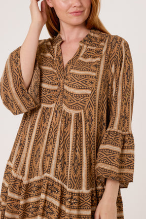 Metallic Aztec Tunic Mini Dress