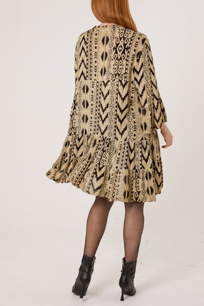 Metallic Aztec Tunic Mini Smock Dress