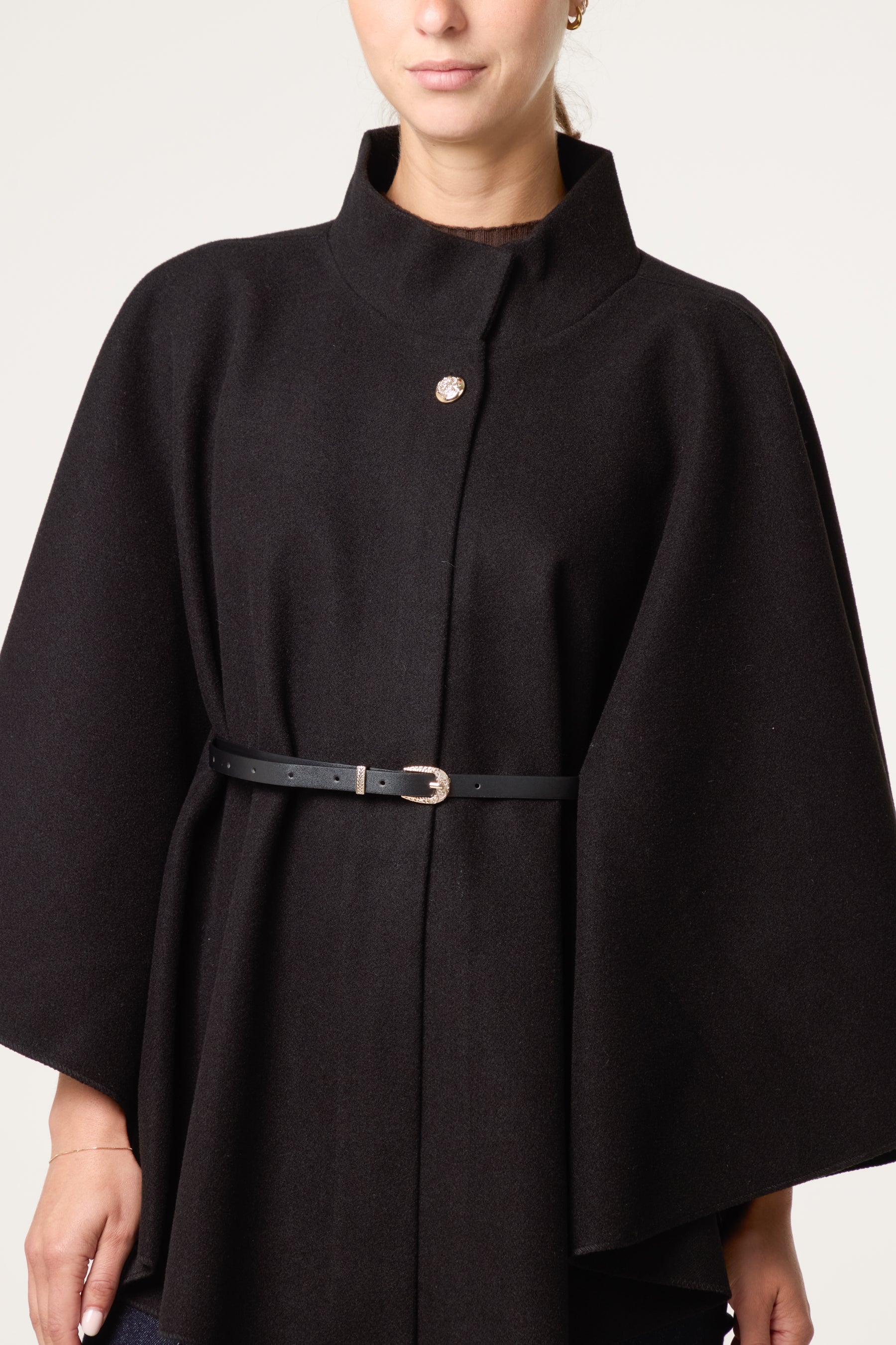 Belt & Button Detail Essential Cape