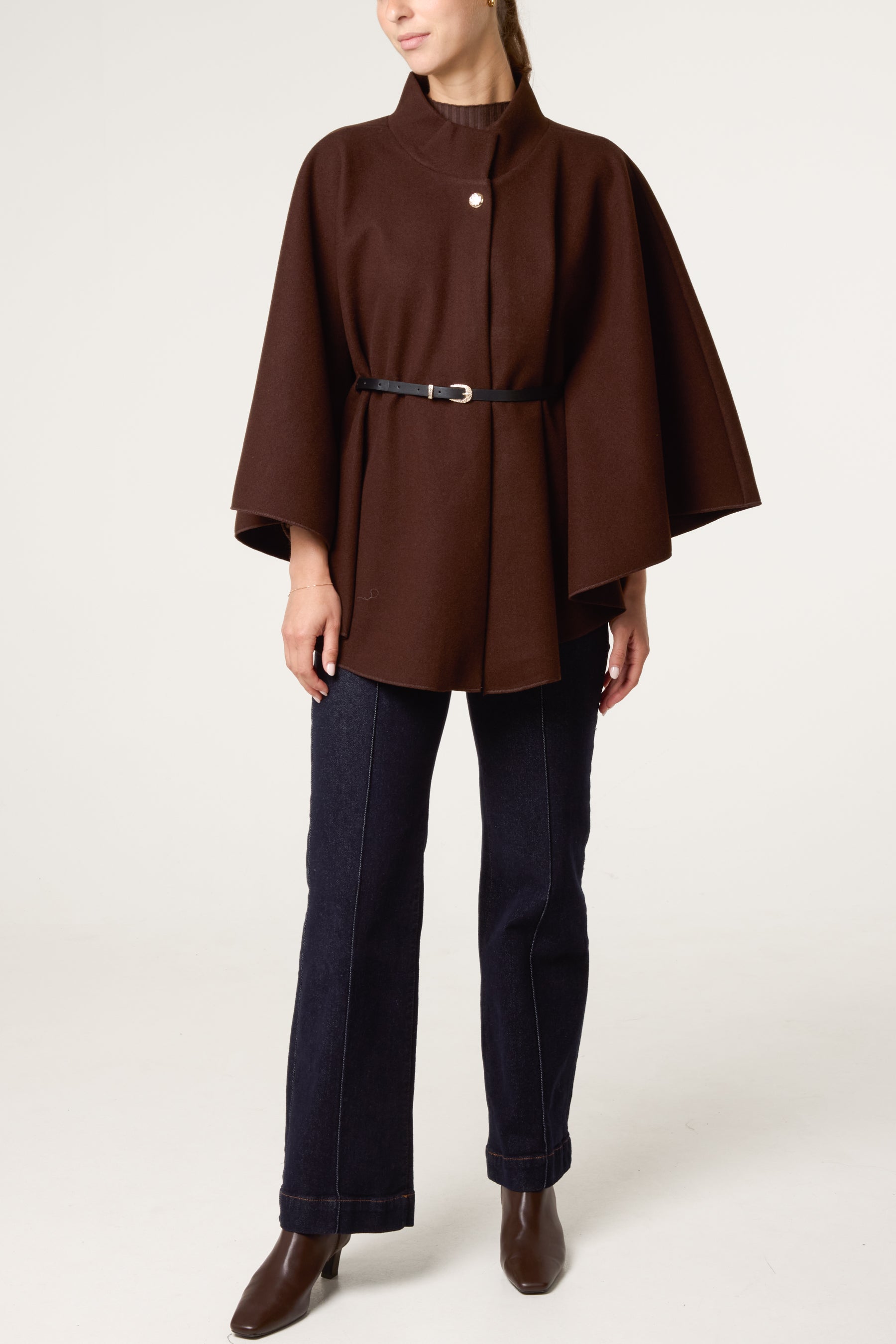 Belt & Button Detail Essential Cape