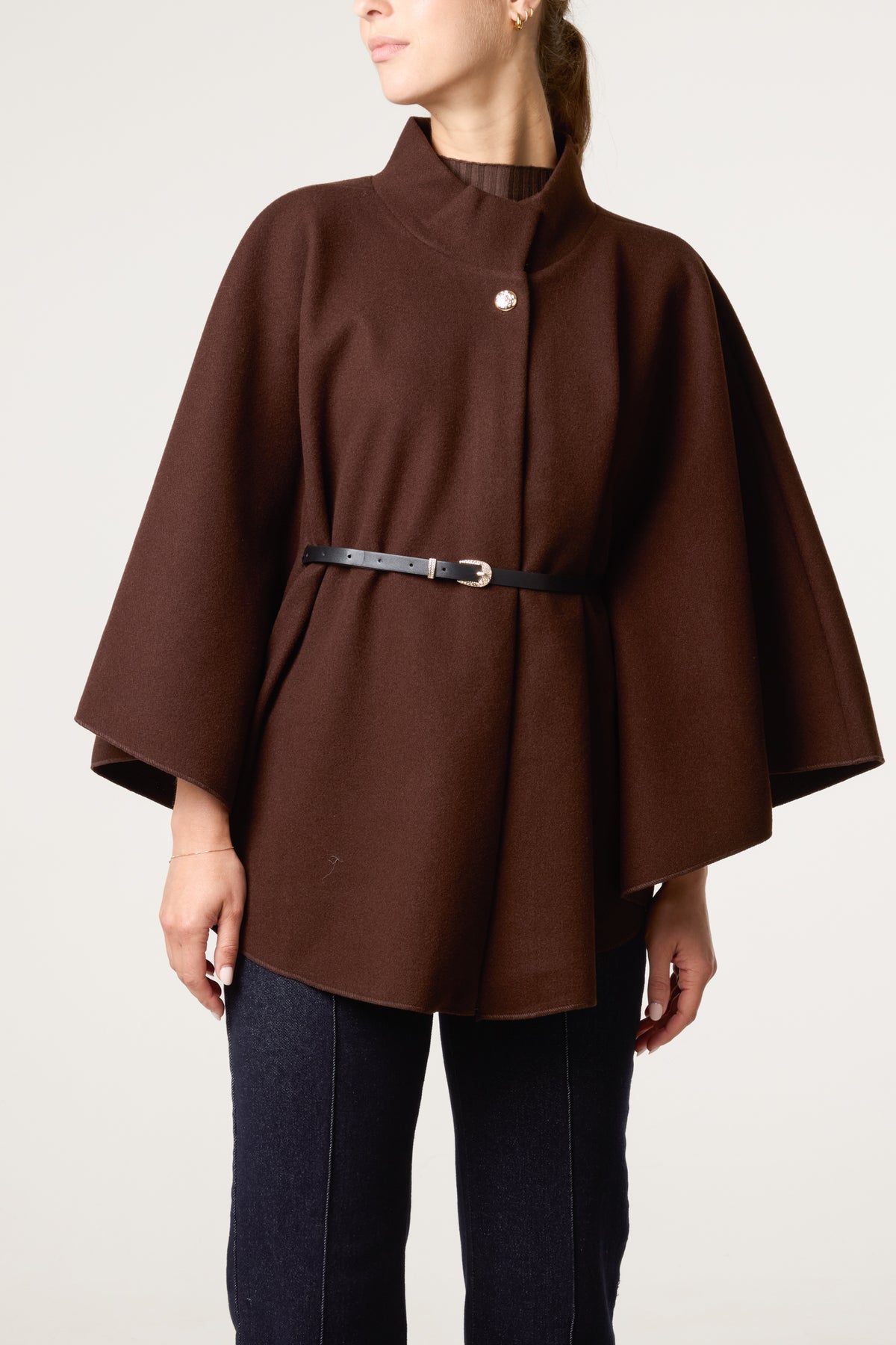 Belt & Button Detail Essential Cape
