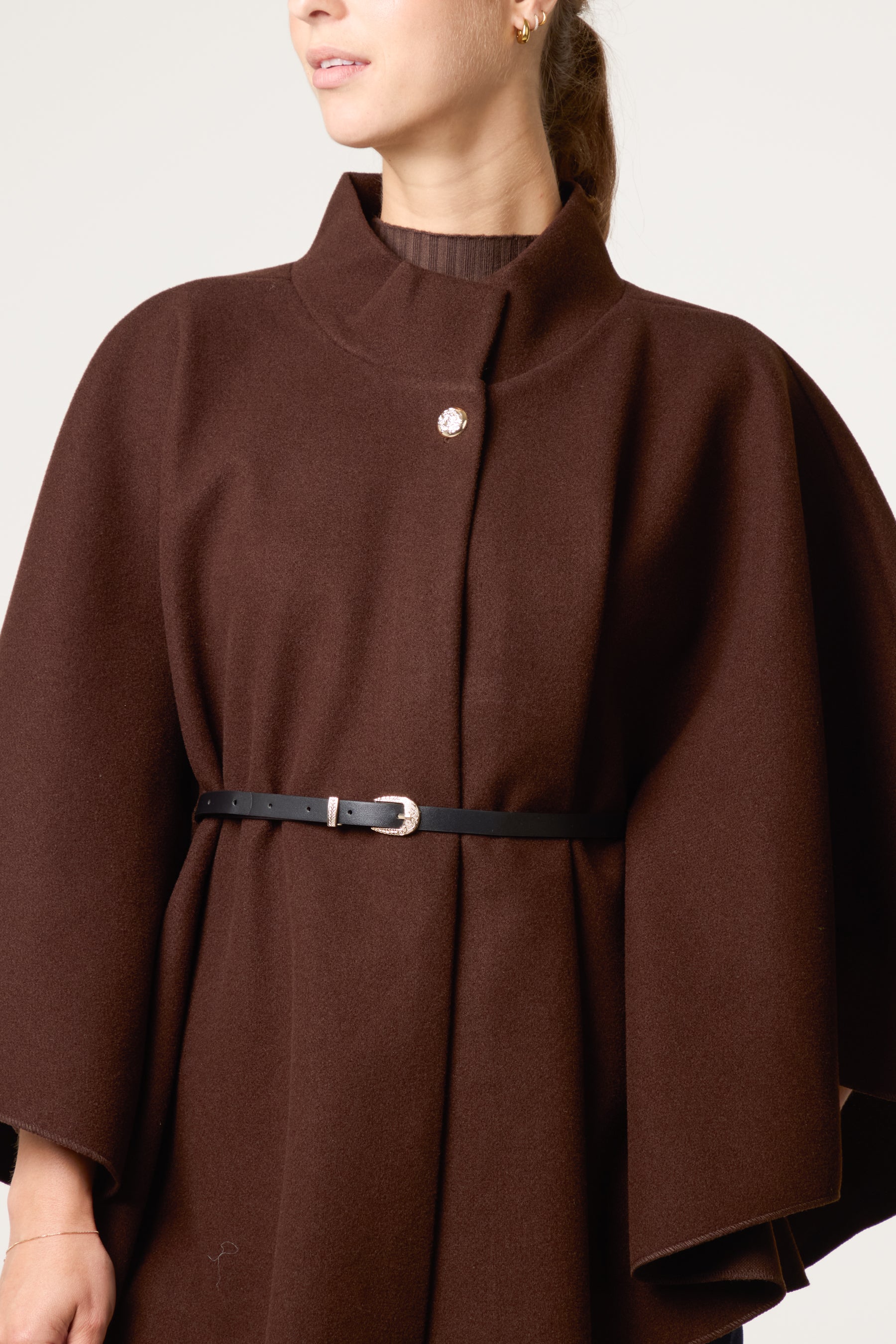 Belt & Button Detail Essential Cape