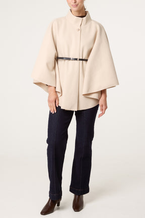 Belt & Button Detail Essential Cape