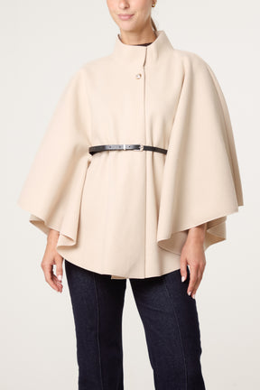 Belt & Button Detail Essential Cape