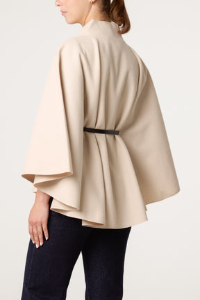 Belt & Button Detail Essential Cape
