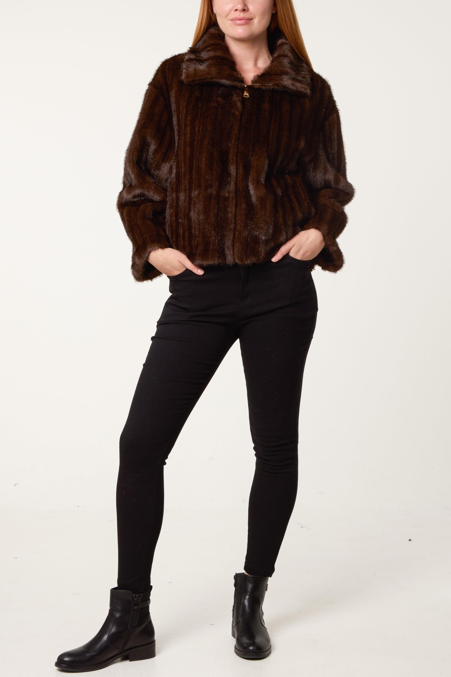 Textured Faux Fur Coat
