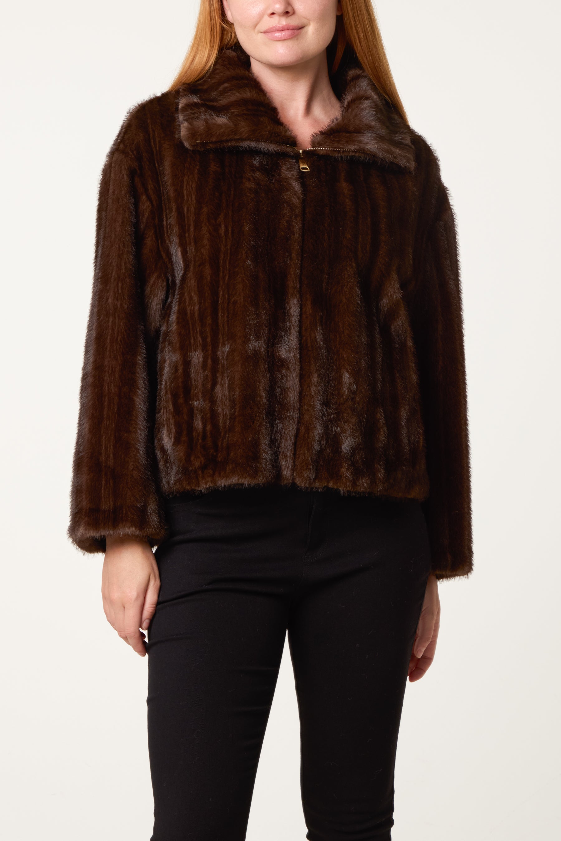 Textured Faux Fur Coat