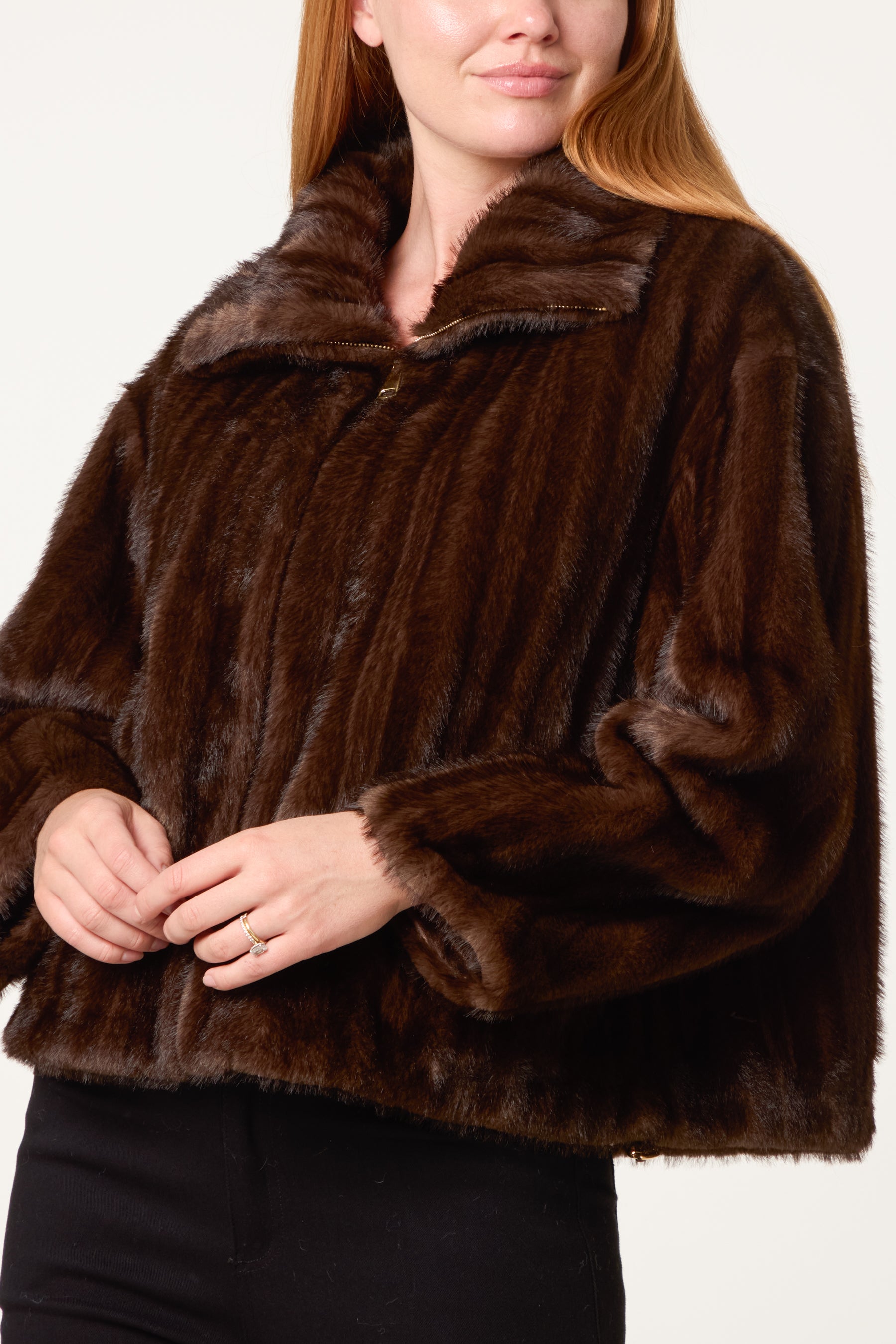 Textured Faux Fur Coat