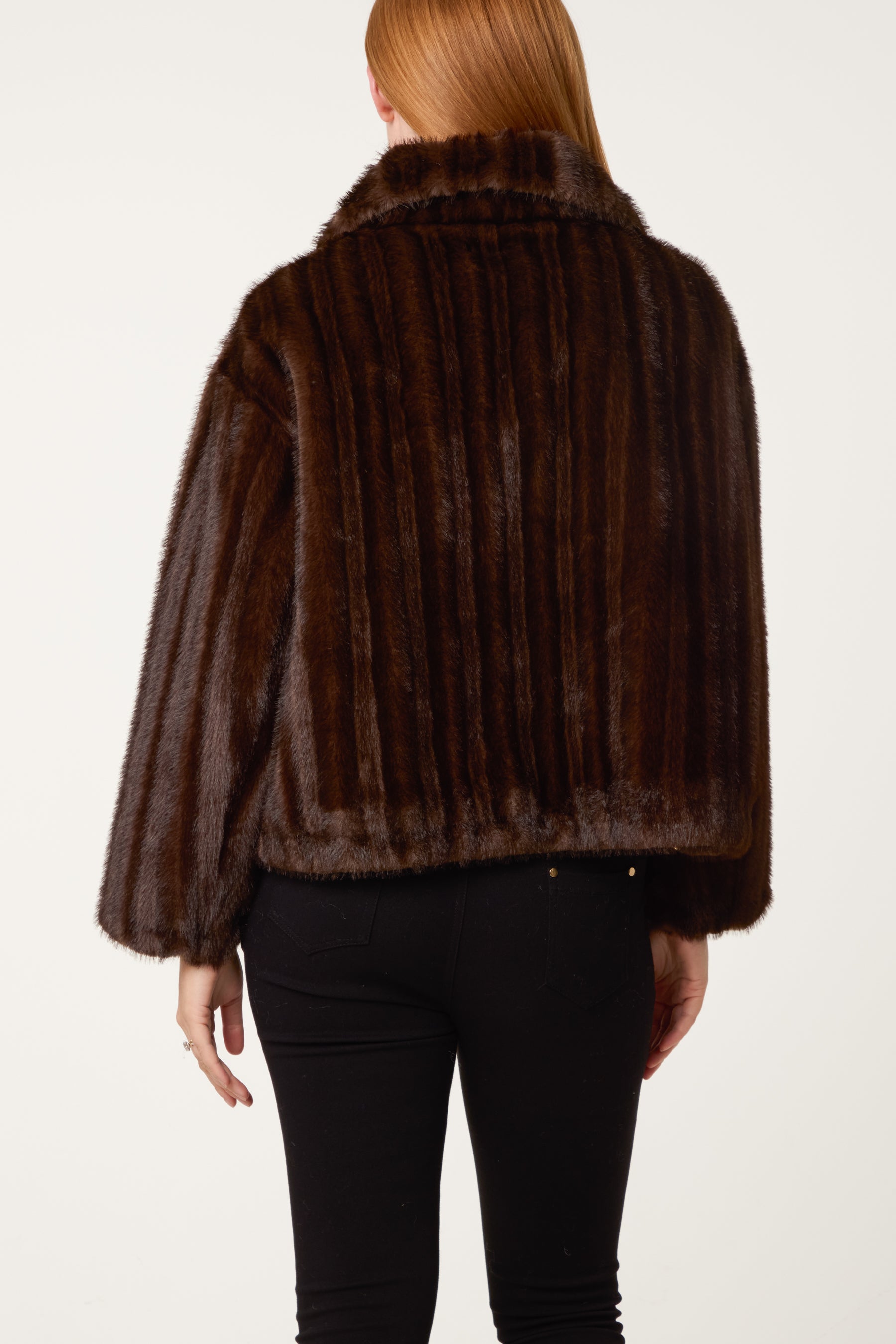 Textured Faux Fur Coat