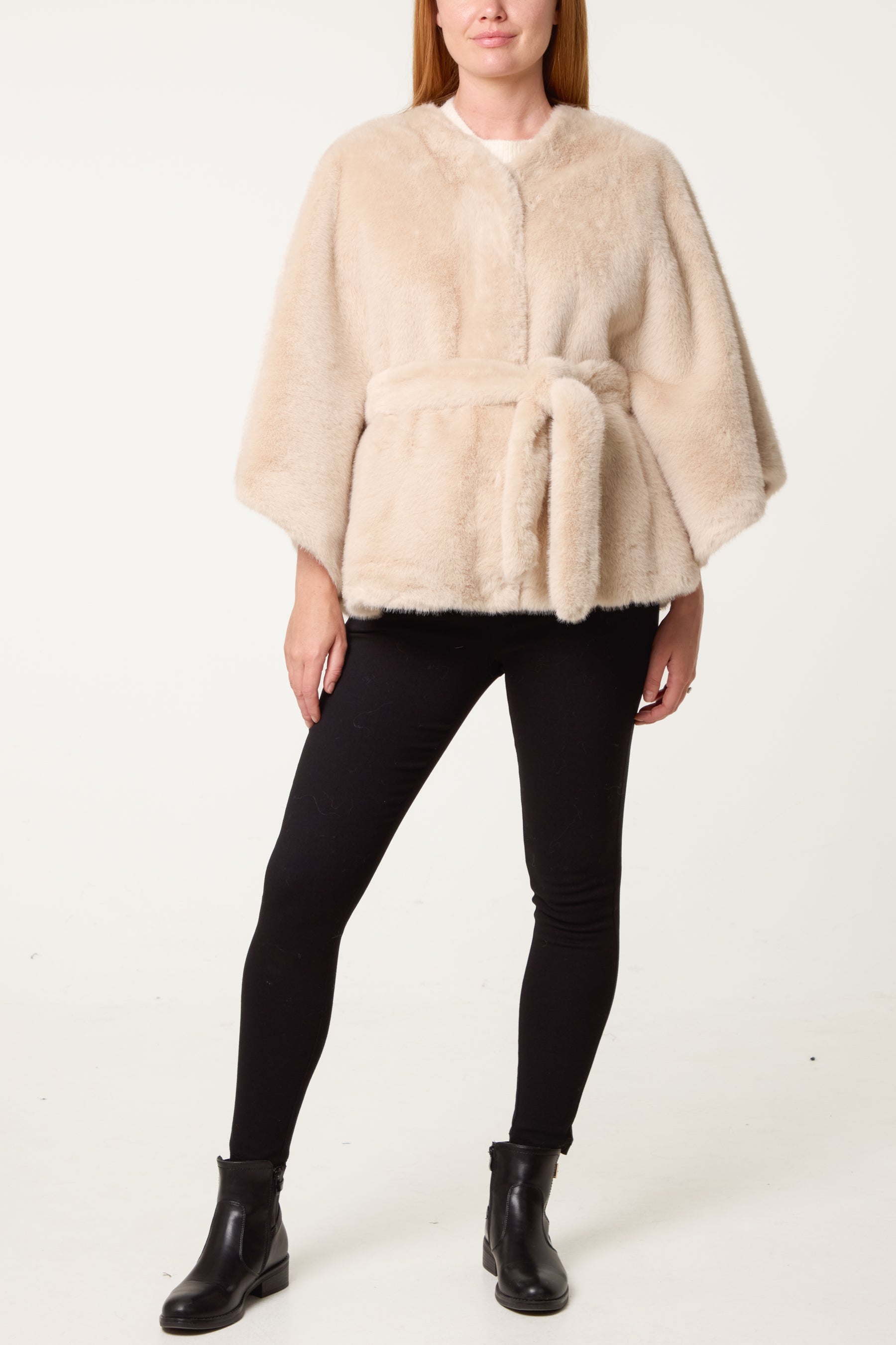 Kimono Inspired Faux Fur Coat