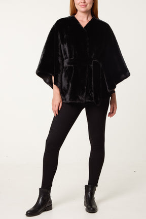 Kimono Inspired Faux Fur Coat