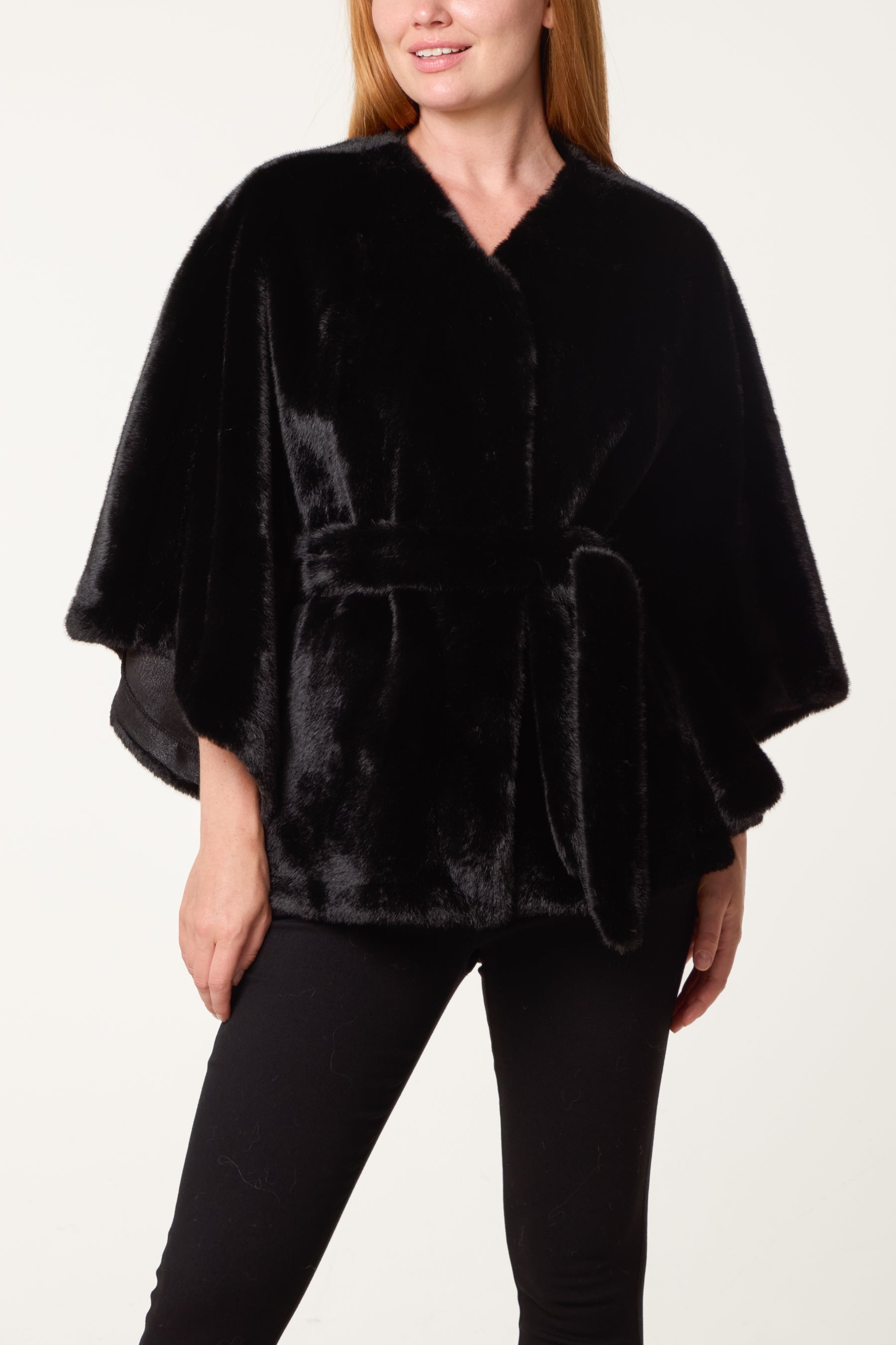 Kimono Inspired Faux Fur Coat