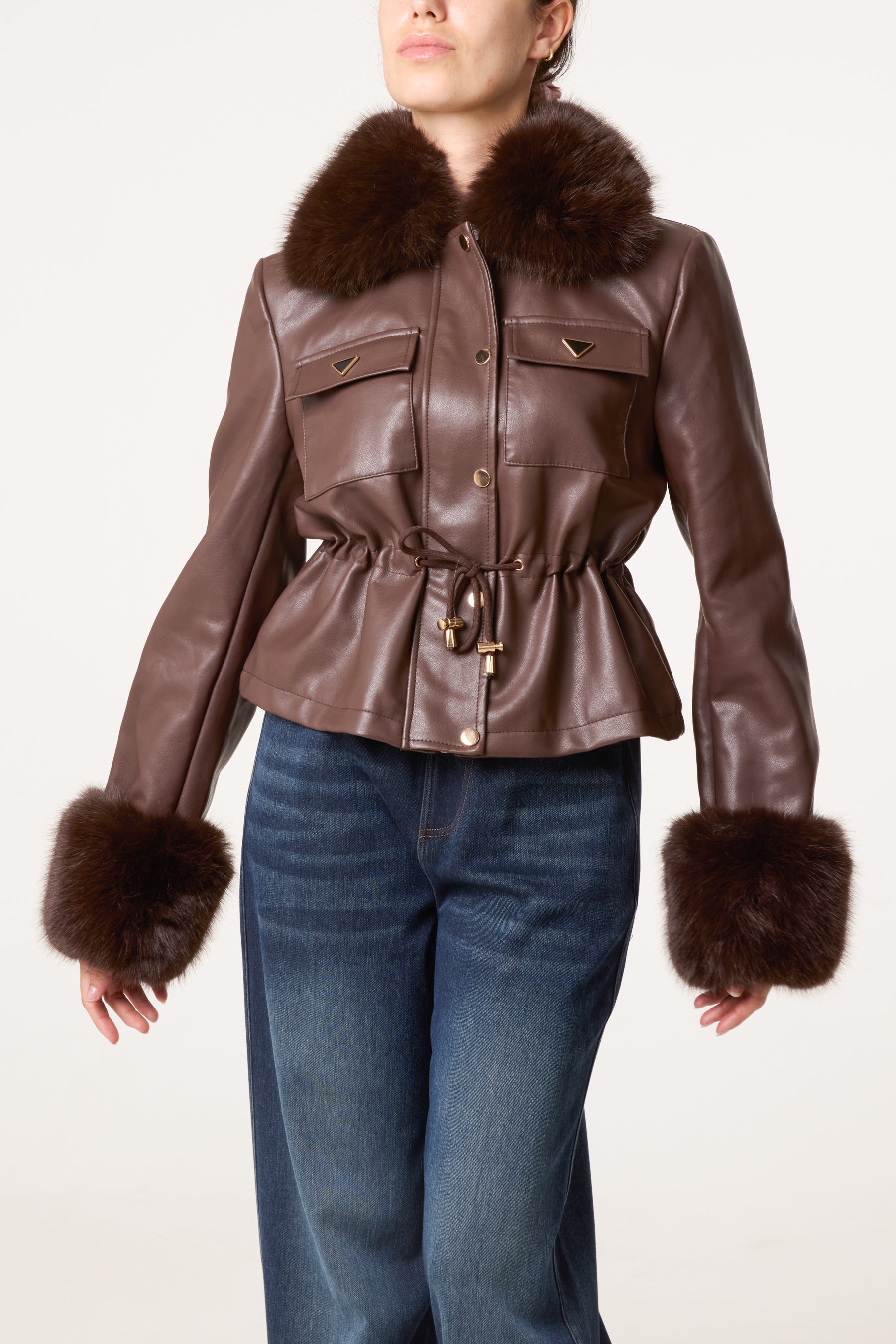 Detachable Fur PU Jacket