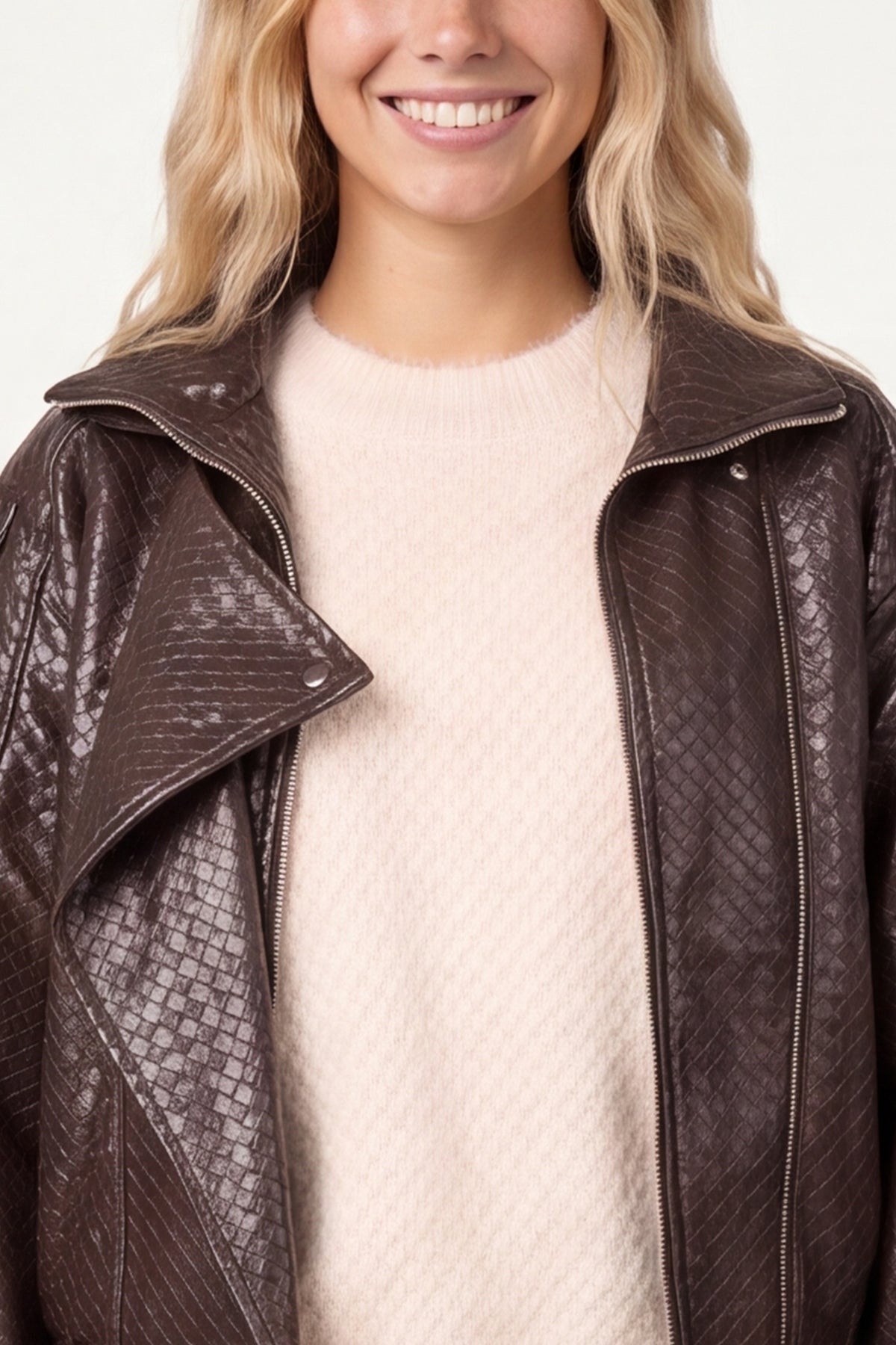 Textured PU Biker Jacket