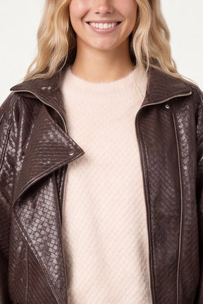 Textured PU Biker Jacket