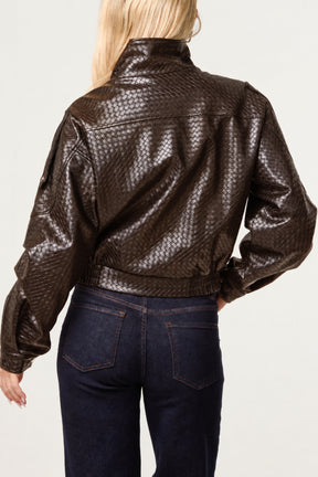 Textured PU Biker Jacket
