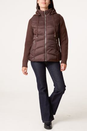 Knitted Sleeve Puffer Jacket
