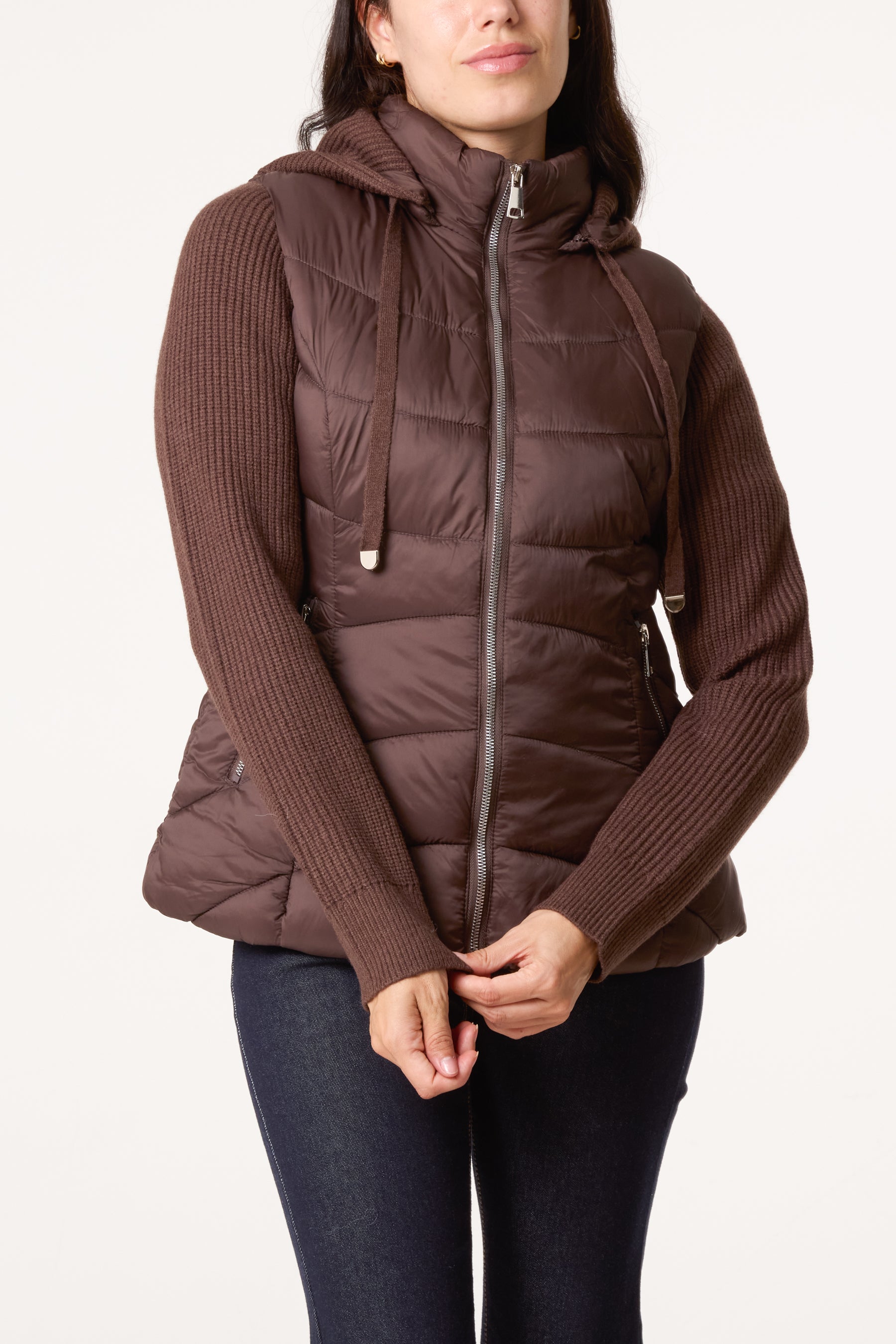 Knitted Sleeve Puffer Jacket