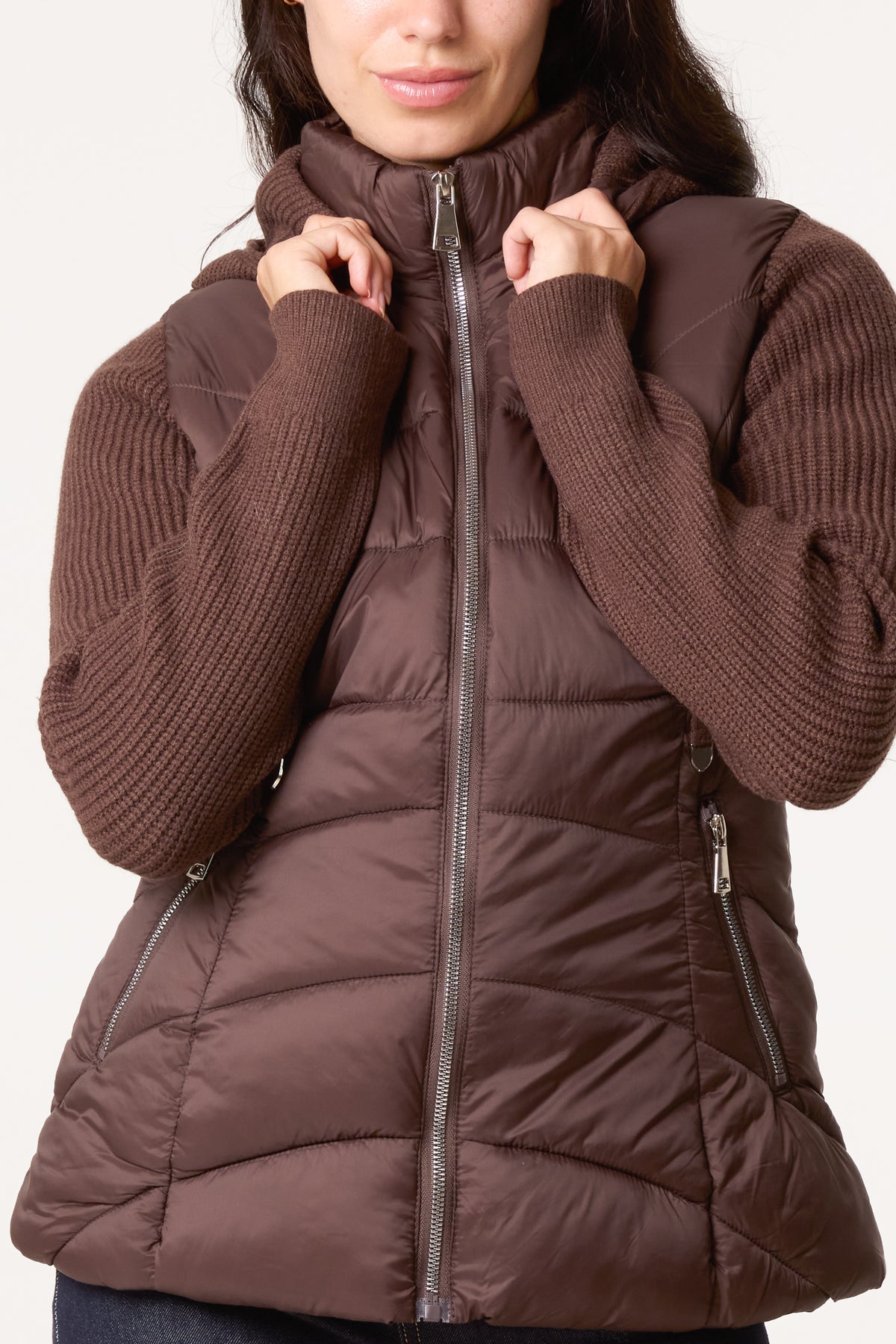 Knitted Sleeve Puffer Jacket