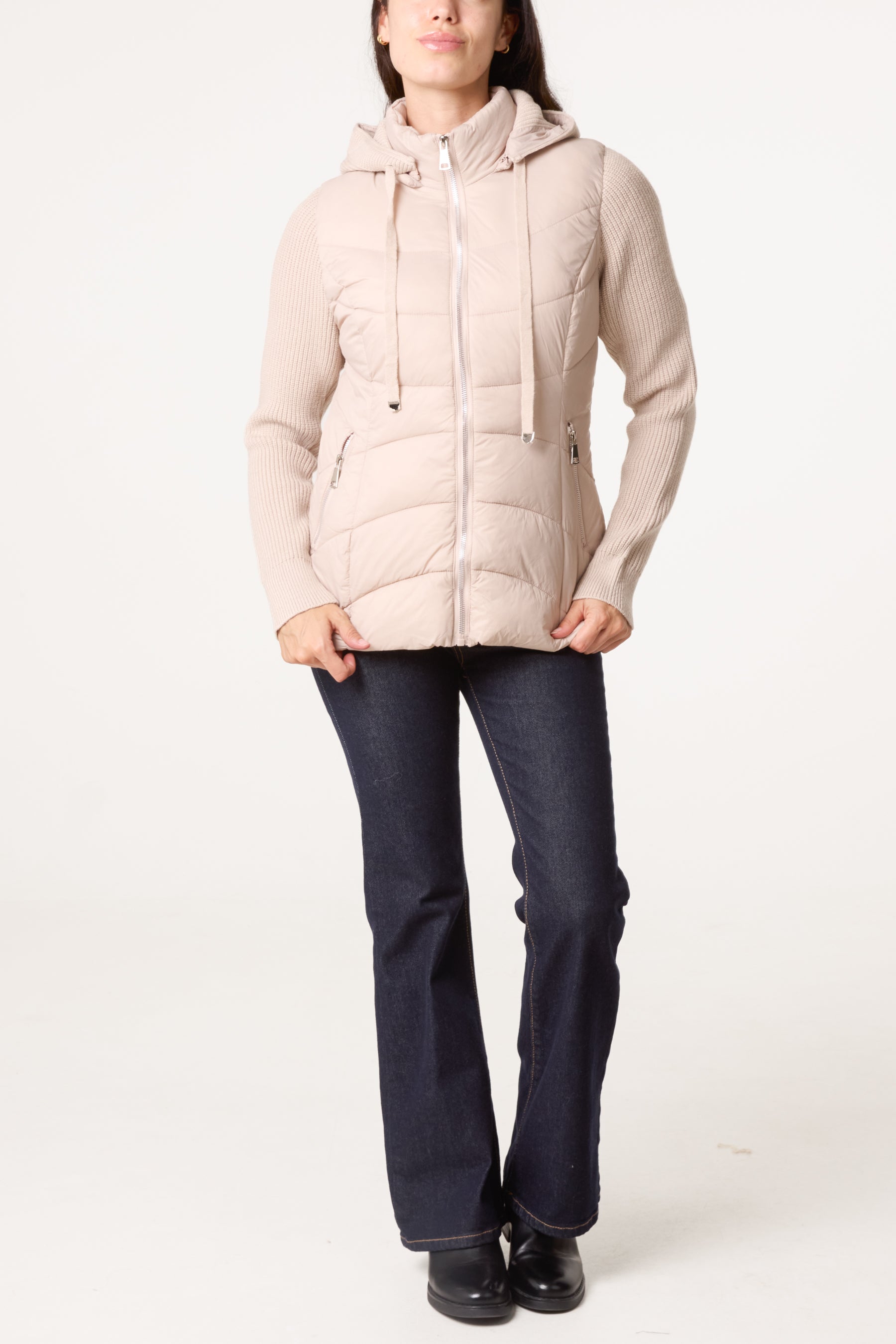 Knitted Sleeve Puffer Jacket