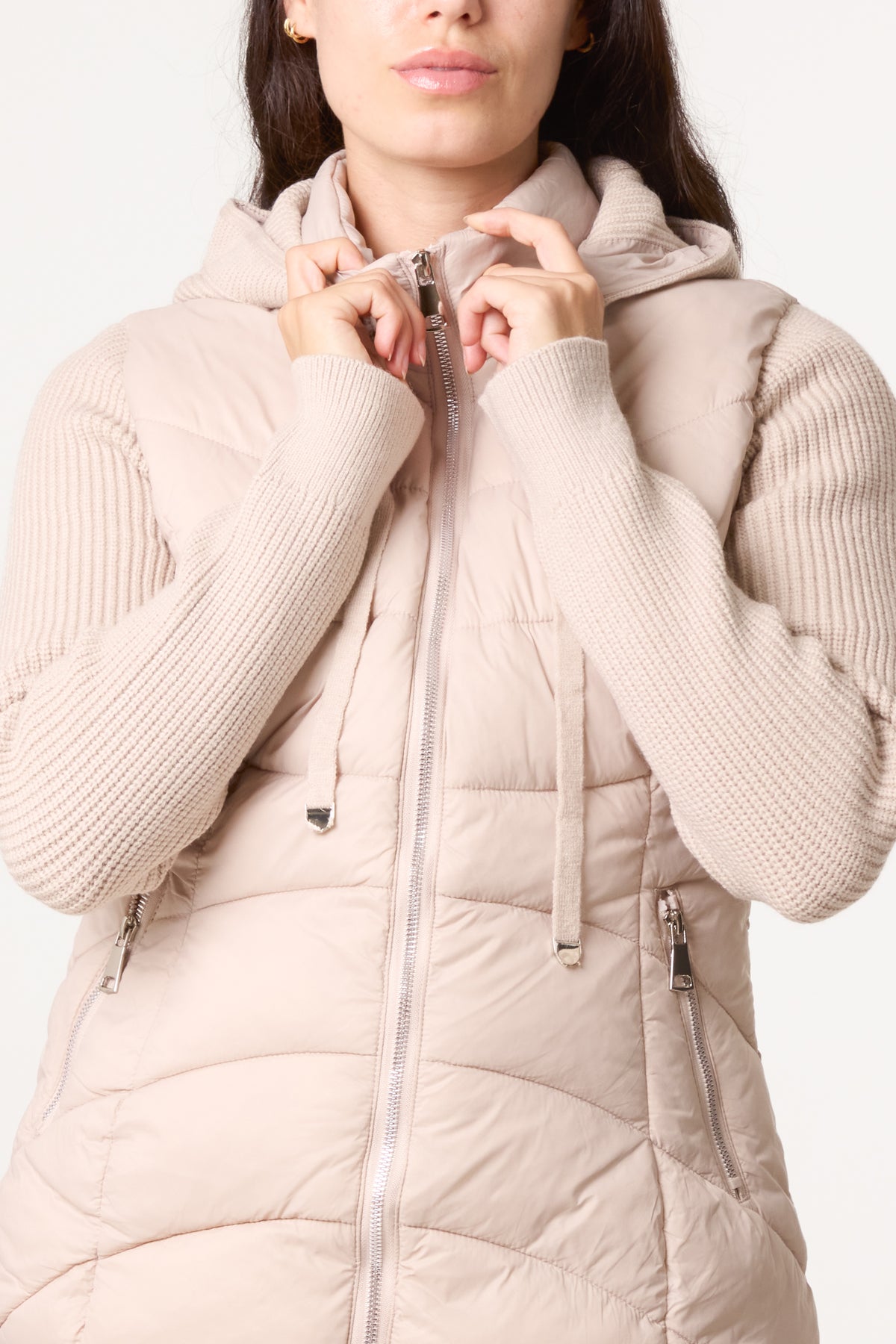 Knitted Sleeve Puffer Jacket