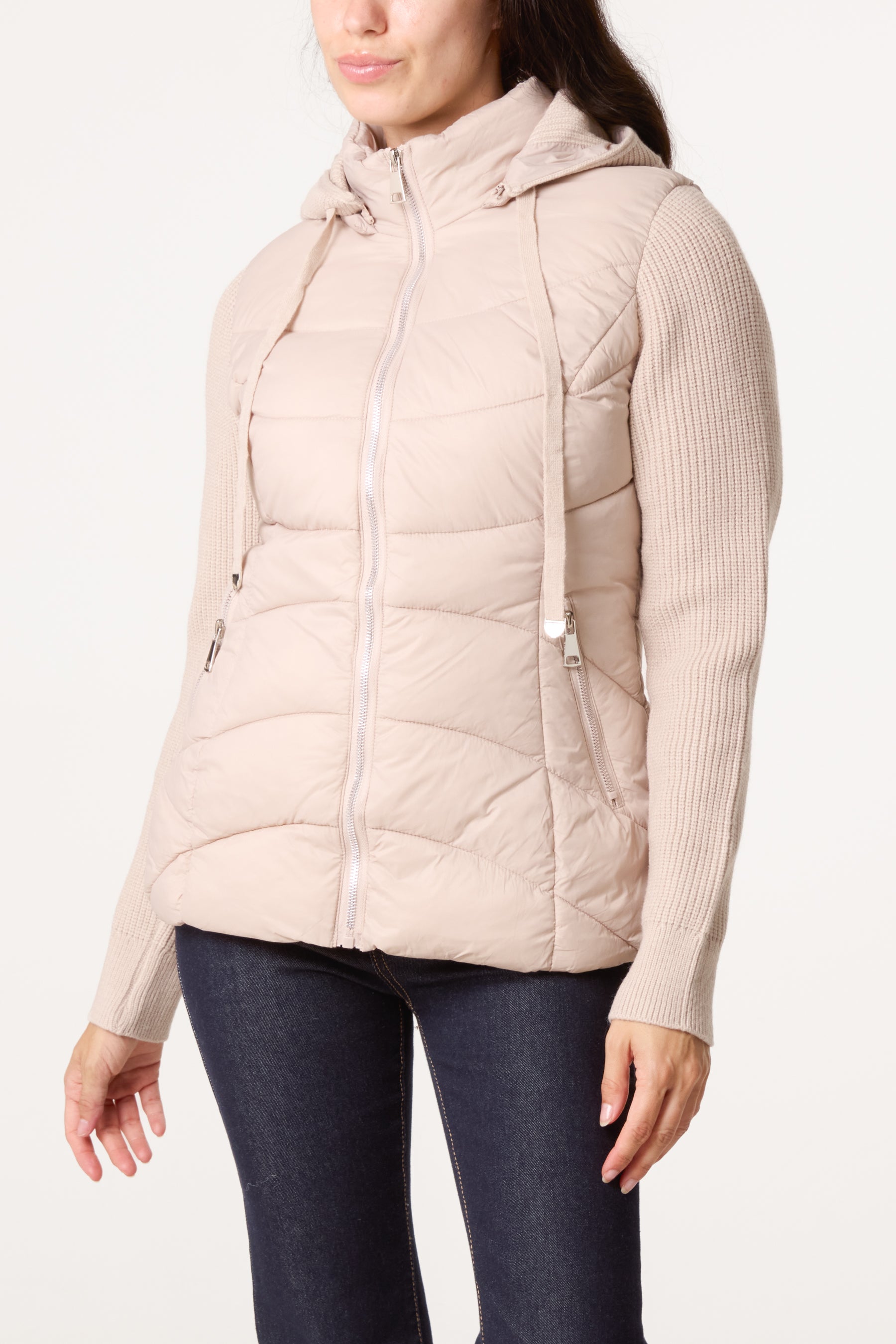 Knitted Sleeve Puffer Jacket