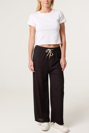Ribbed Wide Leg Trousers