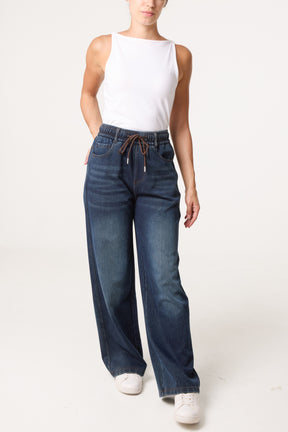 Elastic Waist Drawstring Jeans