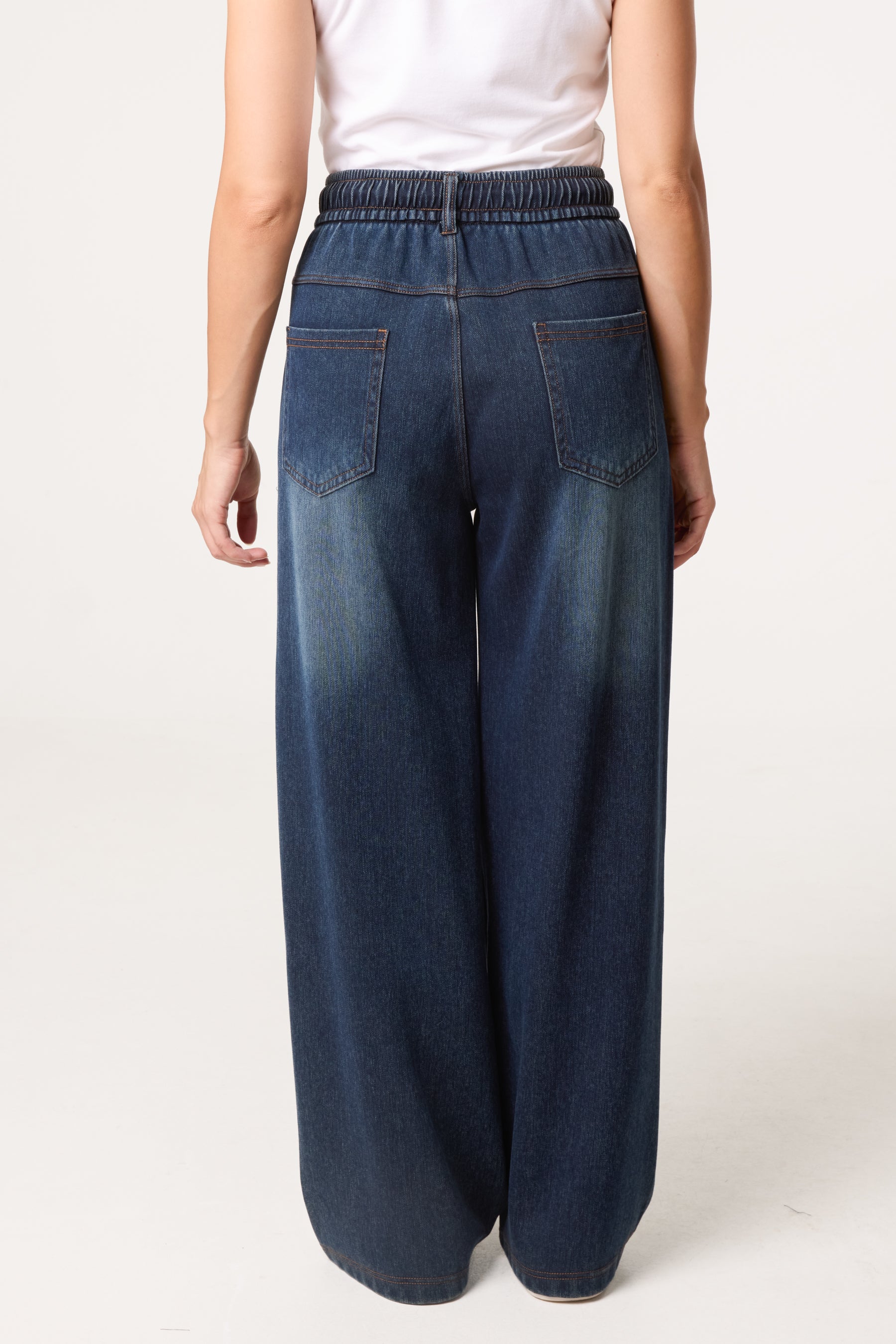 Elastic Waist Drawstring Jeans
